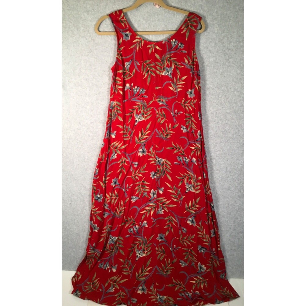 Vintage Rabbit Rabbit Rabbit Red Floral  Layered Lightweight Maxidress Size 10M - Picture 6 of 16